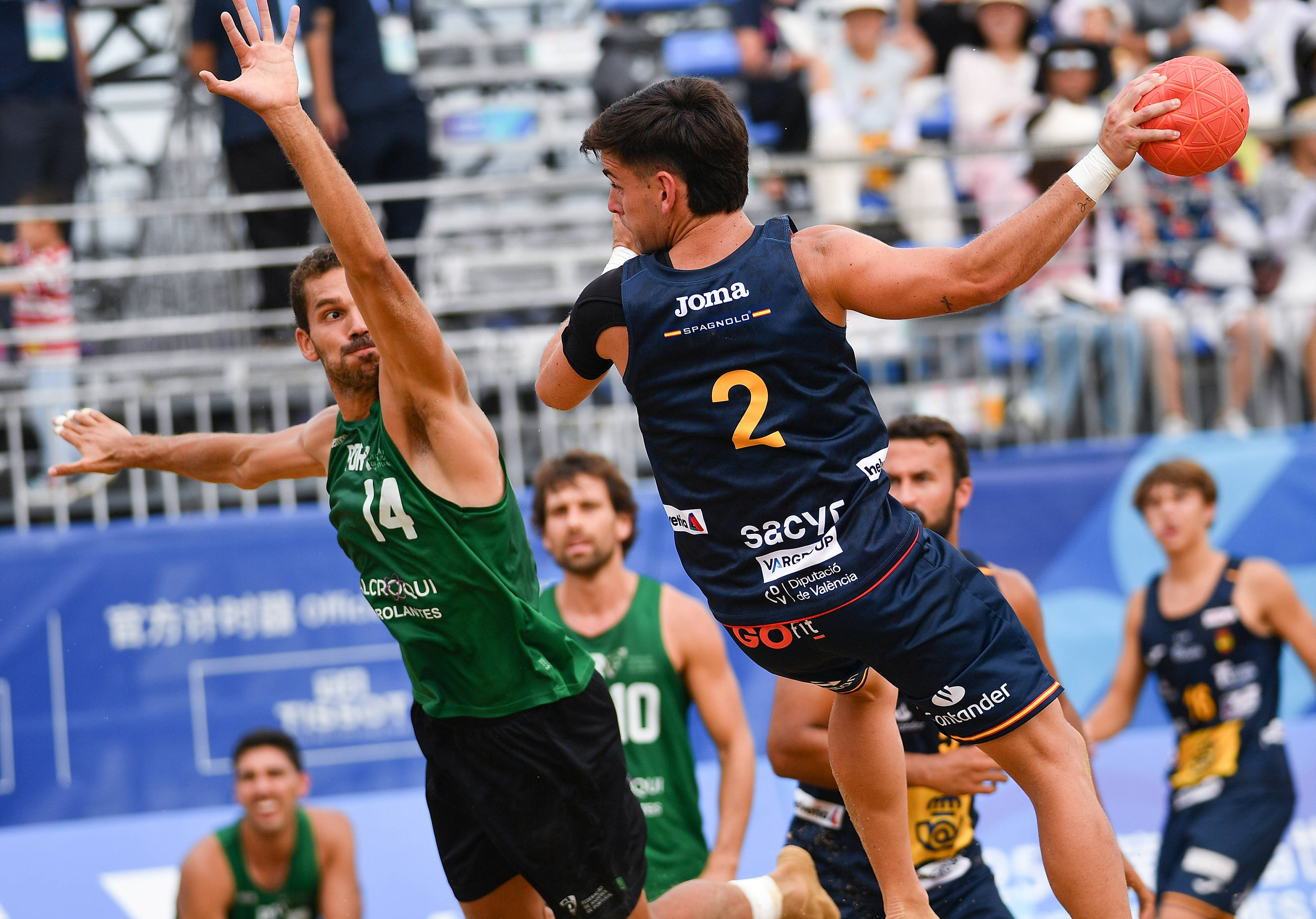 （成都世運(yùn)会）沙(shā)滩手(shǒu)球(qiú)——男(nán)子半决赛：葡萄牙队胜西班牙队